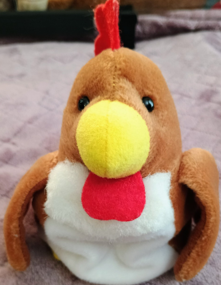 Plush Rooster Chicken Stuffed Animal Brown Red White Yellow Farm Toy 7″ Cute
