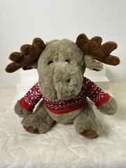Holiday Moose Stuffed Animal Plush Toy 12 “ JAS LLC 2022 Wearing Sweater Soft