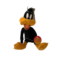 Looney Tunes Daffy Duck Plush Stuffed Toy Black Vintage 1998 With Tags