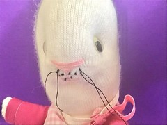 Bunny Plush Lot White Handmade Family Mom & Dad Nylon Easter Rabbits