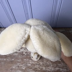 Vintage Yellow Bunny Rabbit Stuffed Animal Plush Slippers 1986 Korea Carrot EUC