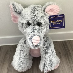 KellyToy Plush Elephant Gray Pink 14.5″ Floppy Stuffed Animal Safari NWT RARE