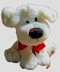 American Greetings White Puppy Dog Plush Stuffed Animal Red Ribbon & Hearts 551