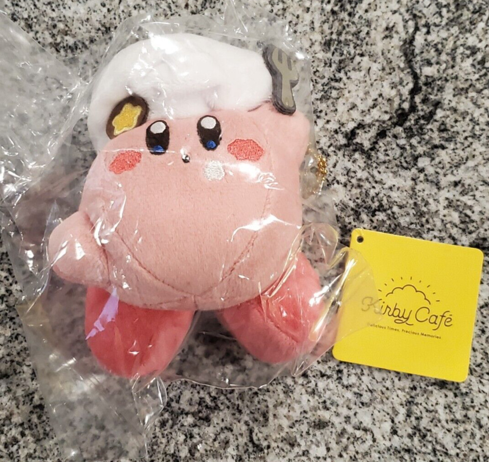Keychain Plush Japanese Kirby Cafe Exclusive Official New Chef Outfit Fork Cook