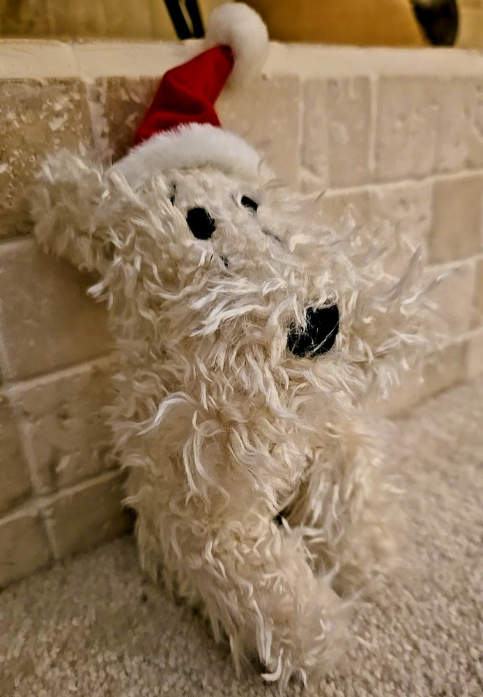 Vintage Russ Berrie & Co Curly The Christmas Dog 7″ Plush Stuffed Animal 1990s