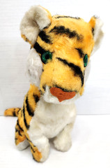 Rushton Company Sitting TIGER Plush Animal Green Eyes Atlanta Ga. VTG 50s-60s