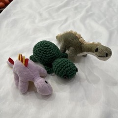 Handmade Small Dinosaur Stuffed Animals Lot for Ages 3-7 Years, 2-4”