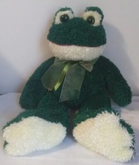 Stuffed Plush Frog Green Shimmery 14″ Standing 9″ Sitting KellyToy