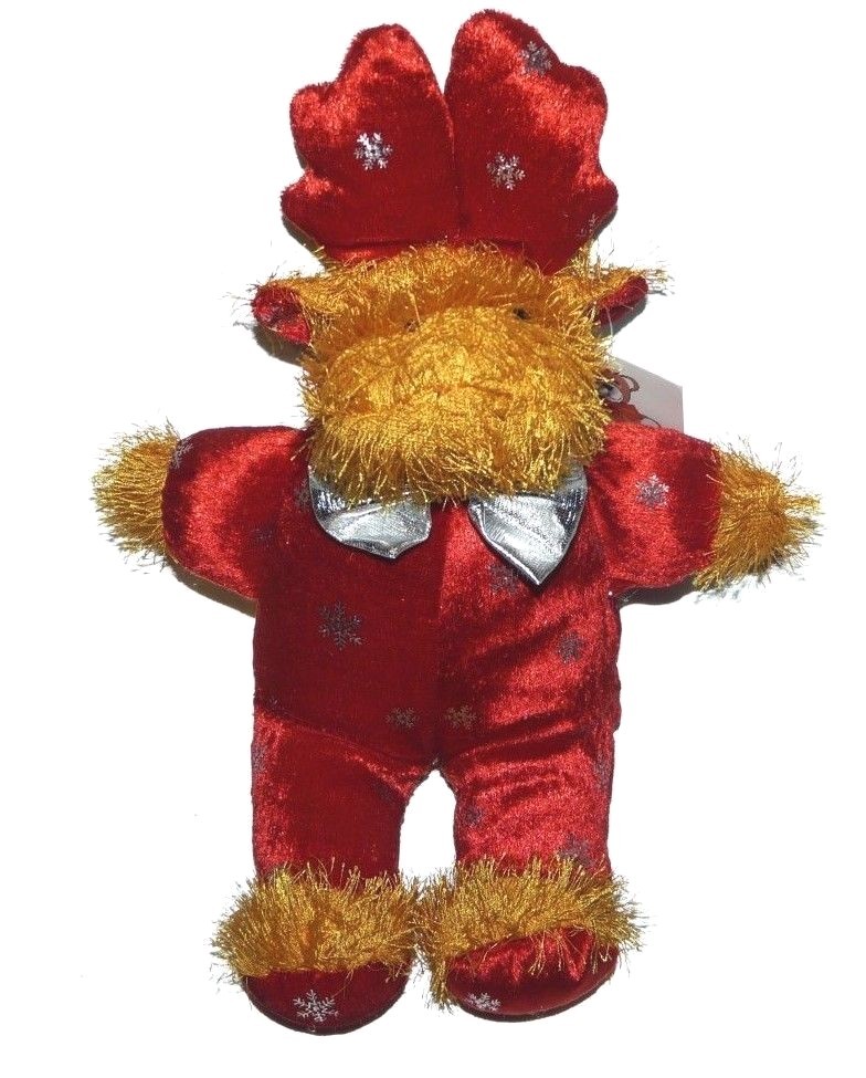 Plush Appeal Reindeer Moose Red Suit Snowflakes Plush Stuffed Animal Lovey