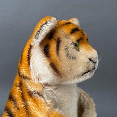 Rare STEIFF Tiger Hand Puppet ~ 1949-54 Vintage Mr Rogers Daniel Mohair Toy