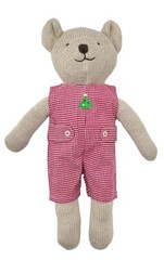 ZUBELS Knit Bear w/ Red Gingham Christmas Romper NWT