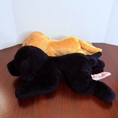 2FAO Schwarz Dog Plush Black Golden Labrador Retriever Puppy Stuffed Floppy Lay
