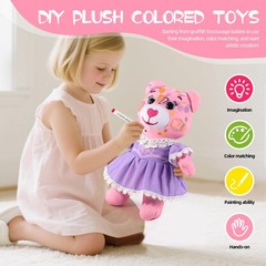 Coloring Plush Toy with 12 Washable Markers for Little Girls Doodle Dolls for…