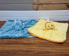 Animal Adventures Loveys Blue Elephant Yellow Lion Security Plush 2017 Lot of 2