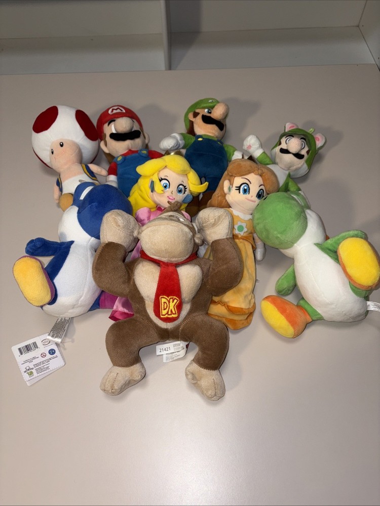 Super Mario Bro Mario Party Plush Lot Of 9 Stuffies Mario, Peach, Donkey, Luigi