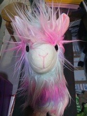 Hobby Lobby Llama 20′ Long Hair Pastel Multicolored Stuffed Plush Glitter Eyes