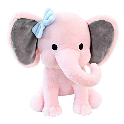 boqopod Stuffed Elephant Animal Plush Toys 9 Inch (Pink) 9 inches, Pink