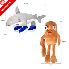 SEIUGDEF 2-Pack Italian Brainrot Plush Toys, Large, Brown, Gray, Blue, White