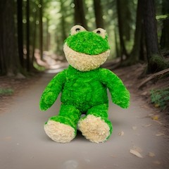 BUILD A BEAR Friendly Frog Plush Toy Green Beige 18″ Vintage Retired