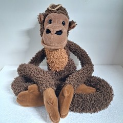 Vintage Hanging Plush Monkey Stuffed Animal with Rope Loop 30″ Long Legs Arms