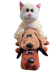Vintage Tonka Pound Puppies & Pound Purr-ries Plush Lot 3 Large 18” Dog Cat