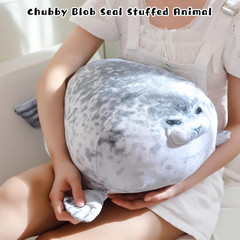 Chubby Blob Seal Pillow Cute Seal Plush with 4 Baby Plushies in Her Tummy, Soft