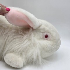 Vtg Chrisha Playful Plush Stuffed Animal White Red Eyes Bunny Rabbit 1988