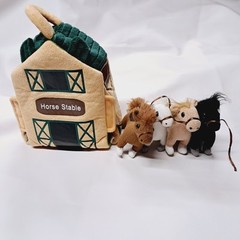 ADORE 12″ Horse Stable Plush Stuffed Animal Playset Creative Play Barn Farm