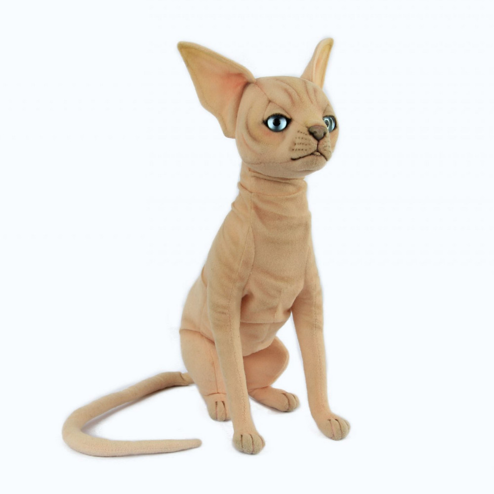 Sitting Sphynx Cat – Hansa Realistic Stuffed Plush Animal Soft Toy 33cm