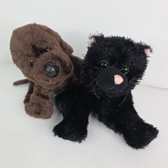 Ganz Webkinz Black Cat and Brown Dog Plush HM135 No Code Retired