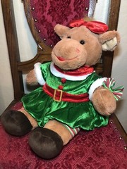 Build a Bear Holly Moose Christmas Plush 17″ Elf Helper Outfit w Light Up Collar