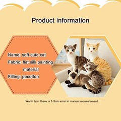 GUDVES Siamese Cat Stuffednimal, Shorthair Cat Realistic Plush Cat Stuffed A