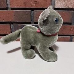 Vintage Snuggables Plush Charcoal Gray Kitty Cat Stuffed Animal 1984