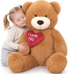Big Teddy Bear with I Love You Red Heart, 36″ Cuddly Large Teddy Bear Gift fo…