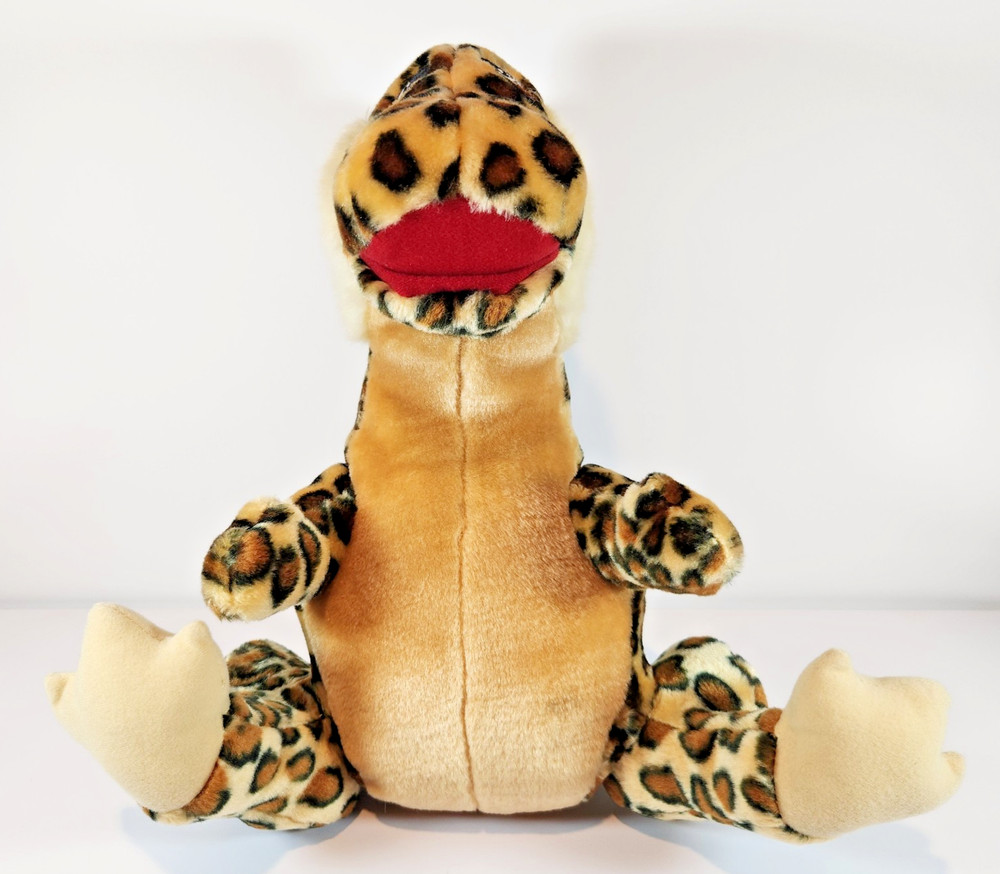 B.J Toy CO Cheetah Print Dinosaur Stuffed Animal Plush 14″ RARE Toy Gift Brown
