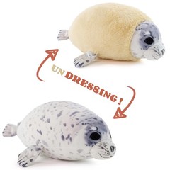 Chubby Blob Young Seal Pillow Soft Plushies, Cute Ocean Small(12 in), Grey