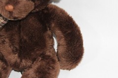 Russ Berrie Espresso Brown Plush Stuffed Teddy Bear With Checks Bow Soft Toy