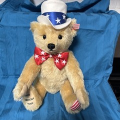 2003 Steiff #667183 FIRST AMERICAN TEDDY Jointed Growler 16″ July 4. Top Hat
