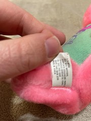 Vintage Soft Things Pink and Blue Jumpy Bunny Bunny Stuffed Animal