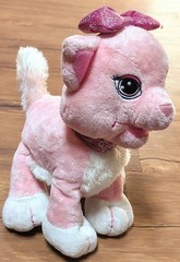 Animal Alley Pink and White Cat Ginger Plush Toys R Us 9″ Pink Sparkle Bow