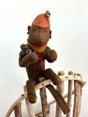 Rare Early Steiff Antique 1890s Wool Felt Monkey Pre-Button Era 17cm 7″ AS IS