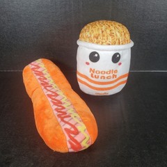 Ideal Toys Direct Plush Cup Of Noodles & Hot Dog Soft Food Stuffed Toy Lot