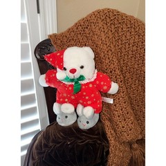 House of Lloyd Holiday Glow in the Dark Teddy Bear Plush Pajamas Slippers 530244