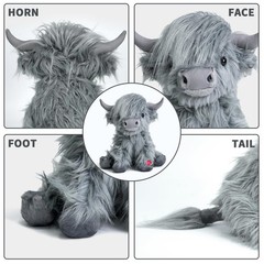 Highland Cow Plush Stuffed Animal 10 Inch Mooing Sound Cuddly Farm Toy