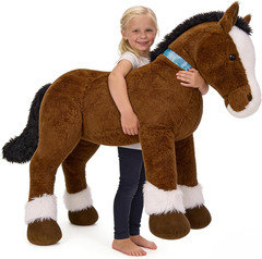 Large Horse Stuffed Animal, Big Horse Plush Toy, Ridable Stuffy Pony for Girl Bo