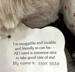 Vintage 80’s Snuggables NWT Baby Bear Heartline 10” Stuffed Plush Pajamas 1983