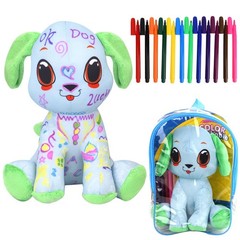 Coloring Plush Toy with 12 Washable Markers for Little Girls Doodle Dolls Arts a