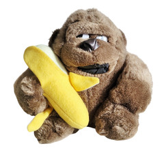 Vintage Embrace 6″ Stuffed Side-Eyed Gorilla Plush with Banana
