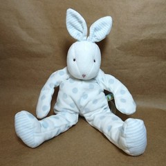 Bunnies By The Bay Plush Bunny White Blue Polka Dot Pajamas Baby Security Lovey