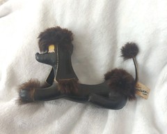 Vintage Woolikins 1950s Stuffed Animal French Poodle Toy Brown Leather Dog Japan